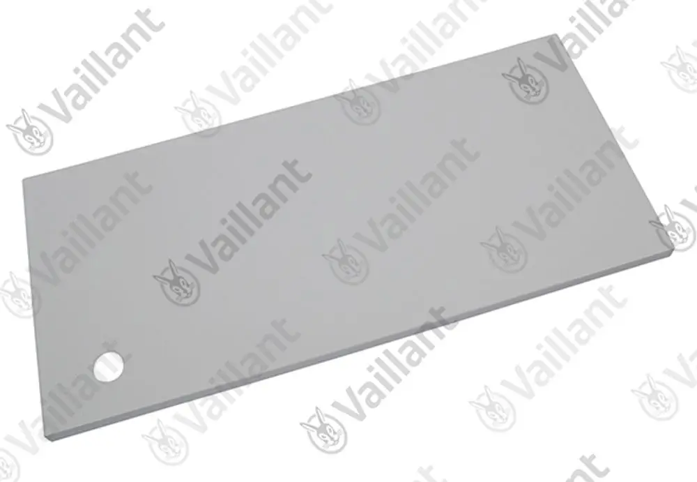 Vaillant Abdeckung in rechteckiger Form mit Rundloch, auf einem weißen Hintergrund.
